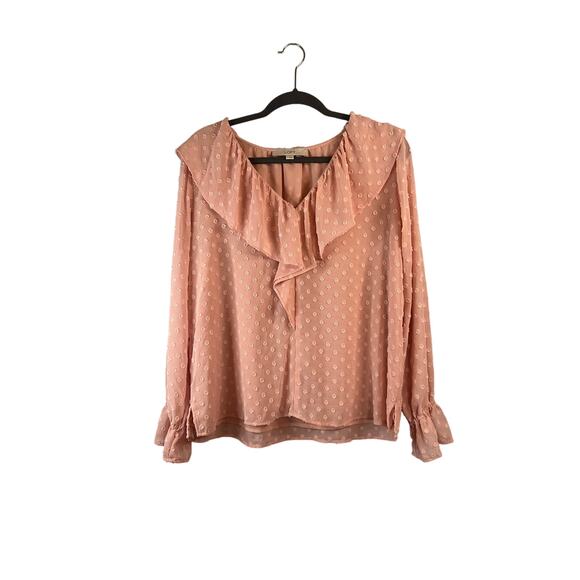 Loft Pink Womens Long Sleeve Blouse Size Medium - Picture 1 of 4